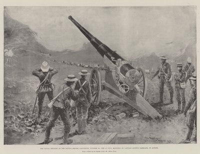 The Naval Brigade at the Battle before Ladysmith, 30 October, the 4.7 Gun, mounted on Captain Scott